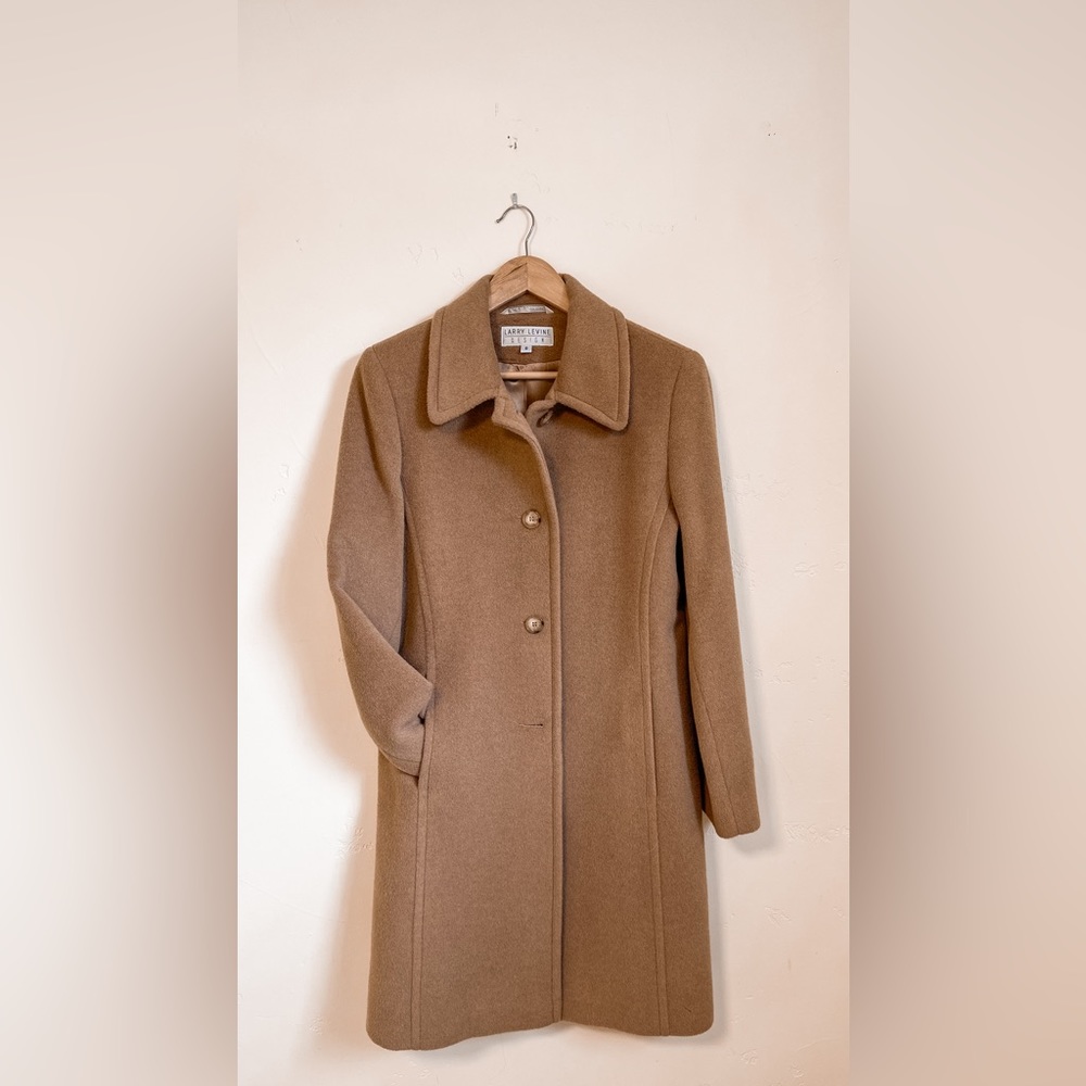 Vintage Larry Levine 100% neutral camels hair trench coat